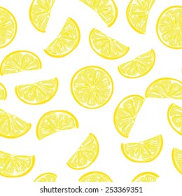 Seamless sliced lemons pattern background