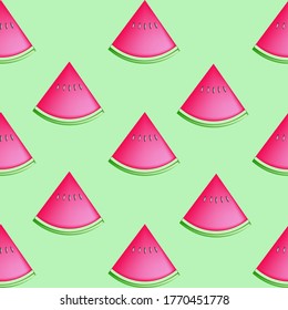 Seamless Sliced water melon with light green background