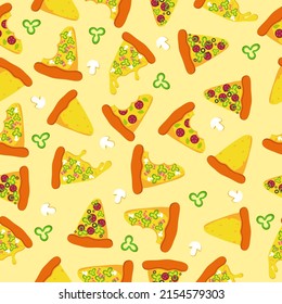 Seamless slices pizza pattern fast food