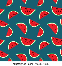 Seamless Slices Watermelon Pattern Background. Retro Vintage Style. Vector
