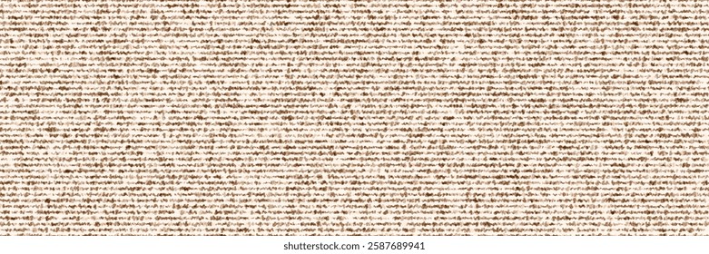 Seamless slub bg fabric with horizontal rows of knots texture of worn wool. Abstract patern of brown linen textile. Rough melange carpet with uneven dots and specks. Vector illustration