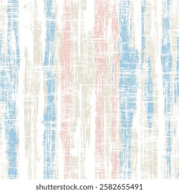 Seamless slub textured stripe texture vector pattern. Spring colorful irregular striped blue with orange background.