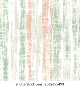 Seamless slub textured stripe texture vector pattern. Spring colorful irregular striped orange with olive green background.