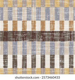 Seamless slub texturedStriped pattern template. Vector dark brown, beige verticle repeatable seamless line pattern.