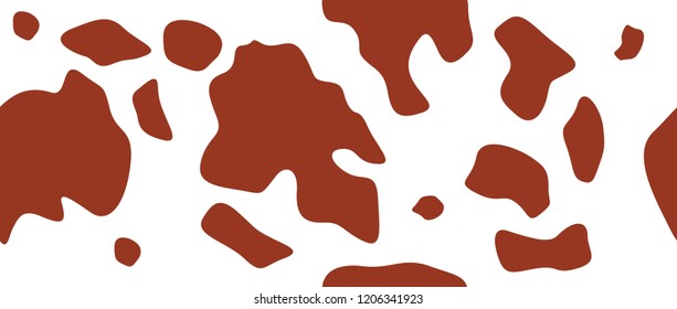 Seamless small and big dot, pattern for textile design. Seamless background of cow spots. Horizontal backdrop, brown chaotic spots isolated on white. 