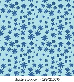 Pequeño patrón de flor azul oscuro en un fondo azul. fondo vectorial de cristal, uso para textiles, tarjeta , papel,