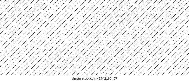 Seamless small dash pattern on transparent background. Horizontal geometric fashion print hand drawn and repeat. Simple noise texture with short slash brush stroke. Diagonal panorama ornament decor