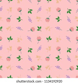 Seamless small floral doodle Pattern in Vector hand drawn modern design