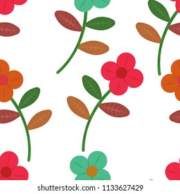 Seamless small floral leaf doodle Pattern in Vector hand drawn  modern design