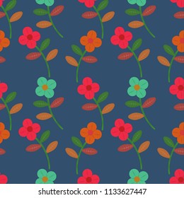 Seamless small floral leaf doodle Pattern in Vector hand drawn  modern design