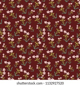 Seamless small Floral Pattern hand drawn doodle in vector