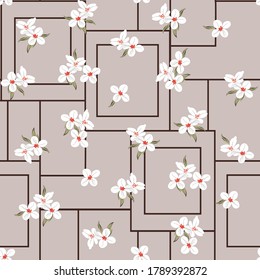 nahtlose kleine Blumenmuster auf braunem Hintergrund