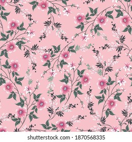 seamless small flower pattern on pink