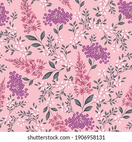 seamless small flower pattern on pink