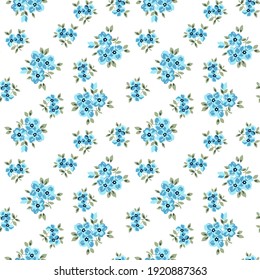 Seamless small flower pattern on white background