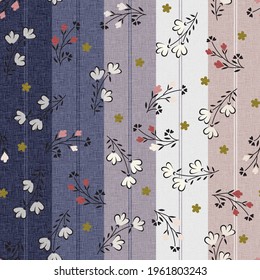 seamless small Flower Pattern on stripes