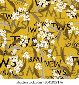 seamless small flower pattern on yellow background