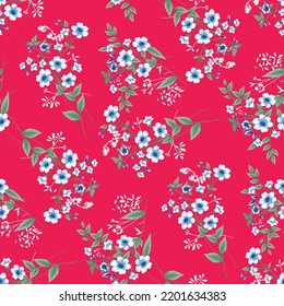 seamless small flower pattern on pink background