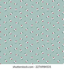 seamless small flower pattern on green background