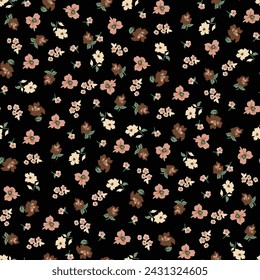 seamless small flower pattern on black background