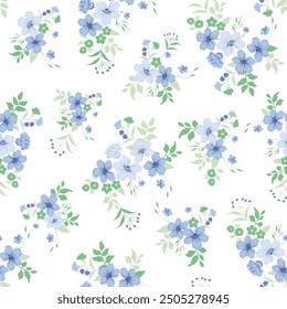 seamless small flower pattern on green background 