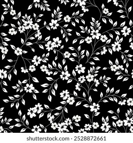 seamless small flower pattern on black and white background