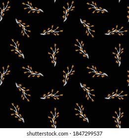 seamless small flowers design pattern black background