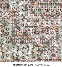 seamless small flowers with paisley pattern on texture background