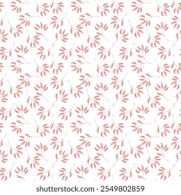 Seamless small leaves pattern design with stem.ready for textile use.