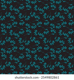 Seamless small leaves pattern design with stem.ready for textile use.