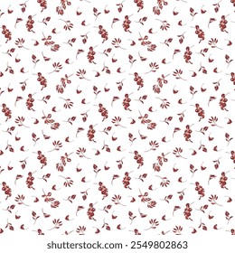 Seamless small leaves pattern design with stem.ready for textile use.