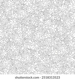 seamless small outline flower pattern on white background