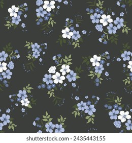 seamless small pink flower pattern on Grey background