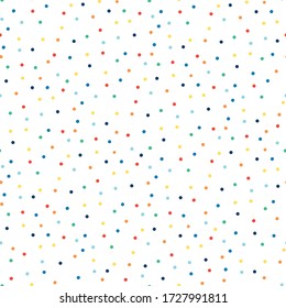 Seamless small polka dots with bright color on white background