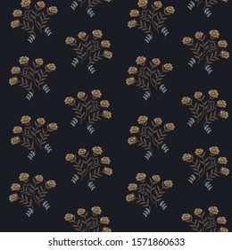 seamless small vector flower design pattern on black background