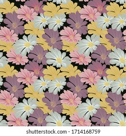 seamless small vector flower design pattern on black     background