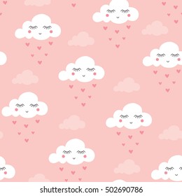 seamless smiling sleeping clouds vector illustration