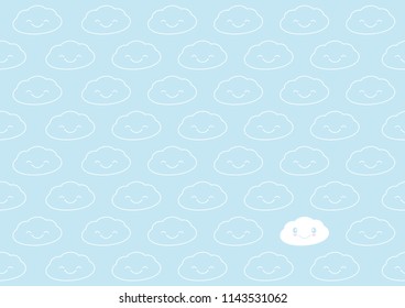 Seamless smiling white cloud on blue background