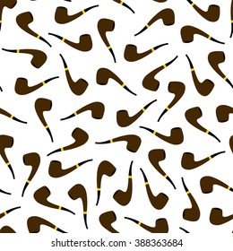 Seamless smoking pipe background isolated on white
