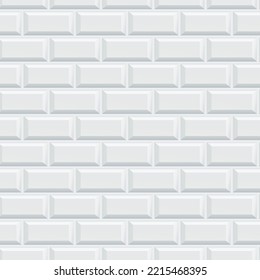 Seamless smooth metro tile texture - realistic white brick background with classic one third pattern