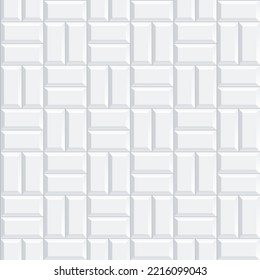 Seamless smooth metro tile texture - realistic white brick background with double basketweave pattern