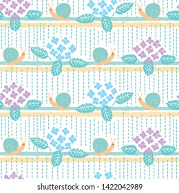 Seamless snail pattern. White background. Vector illustration.