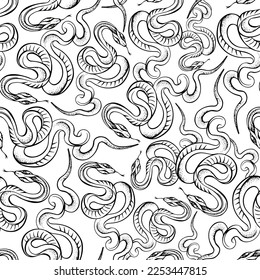 Seamless snake pattern, snake pattern, snake background, snake contour drawing
