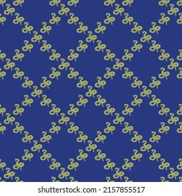 Seamless snake pattern on blue background, vector graphics, digital art