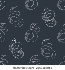 Seamless Snake Pattern on Dark Background