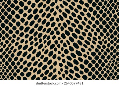 Seamless snake skin pattern with oval black scales on beige background
