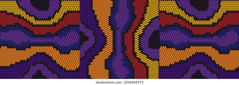 Seamless snake skin pattern in vibrant purple, gold and orange 2025