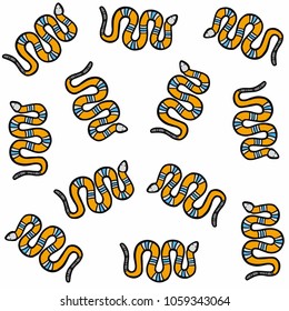 Seamless snake yellow on white background.