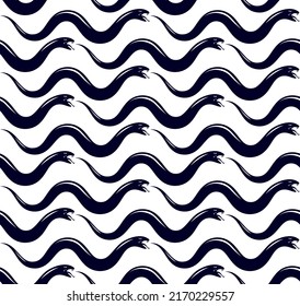 Seamless snakes pattern in vintage drawing style, dangerous poisoned reptiles vector background, endless tiling wallpaper, subculture rock n roll and hard rock theme.