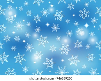 A seamless snow background vector illustration, both horizontally and vertically repeatable.